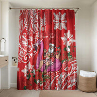 Personalized Hawaii Christmas Bathroom Set Mele Kalikimaka Chilling Shaka Santa Flamingo - Polynesian Pride