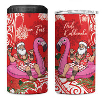 Personalized Hawaii Christmas 4 in 1 Can Cooler Tumbler Mele Kalikimaka Chilling Shaka Santa Flamingo - Polynesian Pride