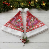 Personalized Hawaii Christmas Santa Hat Mele Kalikimaka Chilling Shaka Santa Flamingo - Polynesian Pride