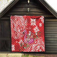 Personalized Hawaii Christmas Quilt Mele Kalikimaka Chilling Shaka Santa Flamingo - Polynesian Pride