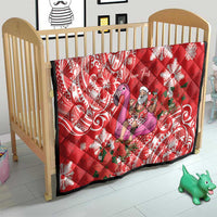 Personalized Hawaii Christmas Quilt Mele Kalikimaka Chilling Shaka Santa Flamingo - Polynesian Pride