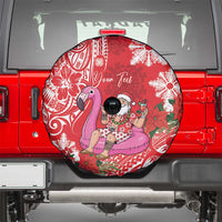 Personalized Hawaii Christmas Spare Tire Cover Mele Kalikimaka Chilling Shaka Santa Flamingo - Polynesian Pride