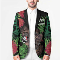 Meri Kirihimete New Zealand Blazer Piwakawaka Koru Fern Mix Pohutukawa - Polynesian Pride
