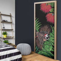 Meri Kirihimete New Zealand Door Cover Piwakawaka Koru Fern Mix Pohutukawa - Polynesian Pride