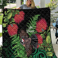 Meri Kirihimete New Zealand Quilt Piwakawaka Koru Fern Mix Pohutukawa LT14 Black - Polynesian Pride