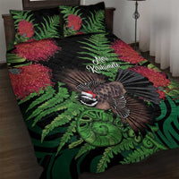 Meri Kirihimete New Zealand Quilt Bed Set Piwakawaka Koru Fern Mix Pohutukawa - Polynesian Pride