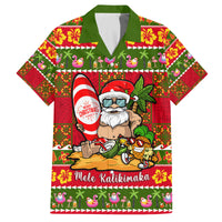 Personalised Hawaii Surfing Santa Christmas Family Matching Long Sleeve Bodycon Dress and Hawaiian Shirt Tropical Pineapple Mele Kalikimaka Quilt Pattern LT14 Dad's Shirt - Short Sleeve Red - Polynesian Pride
