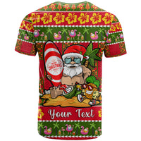 Personalised Hawaii Surfing Santa Christmas T Shirt Tropical Pineapple Mele Kalikimaka Quilt Pattern LT14 - Polynesian Pride