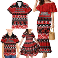 Personalised New Zealand Christmas Family Matching Mermaid Dress and Hawaiian Shirt Aotearoa Kiwi Meri Kirihimete Red Version LT14 - Polynesian Pride