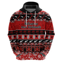 Personalised New Zealand Christmas Hoodie Aotearoa Kiwi Meri Kirihimete Red Version LT14 - Polynesian Pride