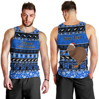 Personalised New Zealand Christmas Men Tank Top Aotearoa Kiwi Meri Kirihimete Blue Version LT14 - Polynesian Pride