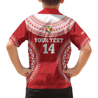 Custom Tonga Mate Maa Family Matching Long Sleeve Bodycon Dress and Hawaiian Shirt Go Champions Tongan Ngatu - Red LT14 - Polynesian Pride