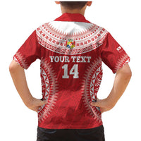 Custom Tonga Mate Maa Family Matching Mermaid Dress and Hawaiian Shirt Go Champions Tongan Ngatu - Red LT14 - Polynesian Pride