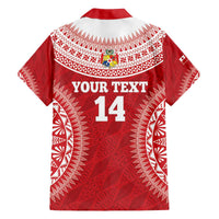 Custom Tonga Mate Maa Family Matching Off The Shoulder Long Sleeve Dress and Hawaiian Shirt Go Champions Tongan Ngatu - Red LT14 - Polynesian Pride