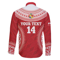 Custom Tonga Mate Maa Family Matching Off The Shoulder Long Sleeve Dress and Hawaiian Shirt Go Champions Tongan Ngatu - Red LT14 - Polynesian Pride