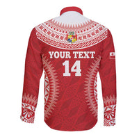 Custom Tonga Mate Maa Long Sleeve Button Shirt Go Champions Tongan Ngatu - Red