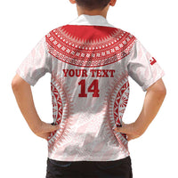 Custom Tonga Mate Maa Family Matching Long Sleeve Bodycon Dress and Hawaiian Shirt Go Champions Tongan Ngatu - White LT14 - Polynesian Pride