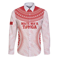 Custom Tonga Mate Maa Family Matching Long Sleeve Bodycon Dress and Hawaiian Shirt Go Champions Tongan Ngatu - White LT14 Dad's Shirt - Long Sleeve White - Polynesian Pride