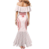 Custom Tonga Mate Maa Family Matching Mermaid Dress and Hawaiian Shirt Go Champions Tongan Ngatu - White LT14 - Polynesian Pride