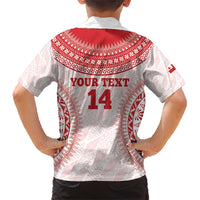 Custom Tonga Mate Maa Family Matching Short Sleeve Bodycon Dress and Hawaiian Shirt Go Champions Tongan Ngatu - White LT14 - Polynesian Pride