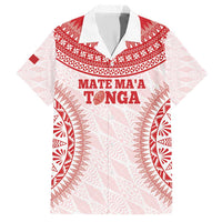 Custom Tonga Mate Maa Family Matching Short Sleeve Bodycon Dress and Hawaiian Shirt Go Champions Tongan Ngatu - White LT14 Dad's Shirt - Short Sleeve White - Polynesian Pride