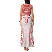 Custom Tonga Mate Maa Family Matching Tank Maxi Dress and Hawaiian Shirt Go Champions Tongan Ngatu - White
