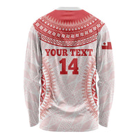 Custom Tonga Mate Maa Long Sleeve Shirt Go Champions Tongan Ngatu - White