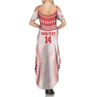 Custom Tonga Mate Maa Summer Maxi Dress Go Champions Tongan Ngatu - White