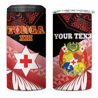 Personalised Mate Maa Tonga XIII 4 in 1 Can Cooler Tumbler Tongan Kupesi Ngatu - Rugby Style