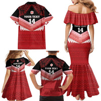 Custom Mate Maa Tonga XIII Family Matching Mermaid Dress and Hawaiian Shirt Tongan Kupesi Ngatu - Rugby Style LT14 - Polynesian Pride