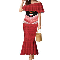 Custom Mate Maa Tonga XIII Family Matching Mermaid Dress and Hawaiian Shirt Tongan Kupesi Ngatu - Rugby Style LT14 Mom's Dress Red - Polynesian Pride