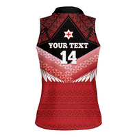 Custom Mate Maa Tonga XIII Women Sleeveless Polo Shirt Tongan Kupesi Ngatu - Rugby Style