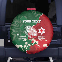 Custom Tonga And Australia Rugby Spare Tire Cover Mate Maa Tongan Ngatu Mix Kangaroos Aboriginal
