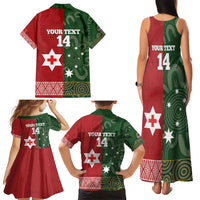 Custom Mate Maa Tonga And Kangaroo Australia Family Matching Tank Maxi Dress and Hawaiian Shirt Tongan Kupesi Mix Aboriginal Art