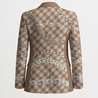 Brown Aloha Hawaii Shell Lei Blazer Palaka Hebrew Cone Honey Cowrie Elegant Curves - Polynesian Pride