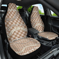 Brown Aloha Hawaii Shell Lei Car Seat Cover Palaka Hebrew Cone Honey Cowrie Elegant Curves - Polynesian Pride