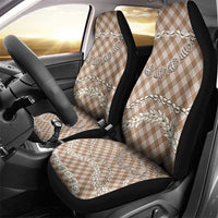 Brown Aloha Hawaii Shell Lei Car Seat Cover Palaka Hebrew Cone Honey Cowrie Elegant Curves - Polynesian Pride