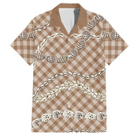 Brown Aloha Hawaii Shell Lei Family Matching Long Sleeve Bodycon Dress and Hawaiian Shirt Palaka Hebrew Cone Honey Cowrie Elegant Curves LT14 Dad's Shirt - Short Sleeve Brown - Polynesian Pride