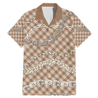 Brown Aloha Hawaii Shell Lei Family Matching Mermaid Dress and Hawaiian Shirt Palaka Hebrew Cone Honey Cowrie Elegant Curves LT14 Dad's Shirt - Short Sleeve Brown - Polynesian Pride