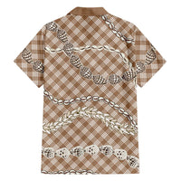 Brown Aloha Hawaii Shell Lei Family Matching Tank Maxi Dress and Hawaiian Shirt Palaka Hebrew Cone Honey Cowrie Elegant Curves LT14 - Polynesian Pride