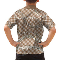 Brown Aloha Hawaii Shell Lei Hawaiian Shirt Palaka Hebrew Cone Honey Cowrie Elegant Curves - Polynesian Pride