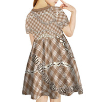Brown Aloha Hawaii Shell Lei Kid Short Sleeve Dress Palaka Hebrew Cone Honey Cowrie Elegant Curves - Polynesian Pride