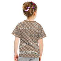 Brown Aloha Hawaii Shell Lei Kid T Shirt Palaka Hebrew Cone Honey Cowrie Elegant Curves - Polynesian Pride