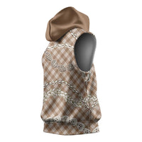 Brown Aloha Hawaii Shell Lei Sleeveless Hoodie Palaka Hebrew Cone Honey Cowrie Elegant Curves - Polynesian Pride