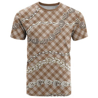 Brown Aloha Hawaii Shell Lei T Shirt Palaka Hebrew Cone Honey Cowrie Elegant Curves - Polynesian Pride