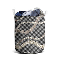 Black Aloha Hawaii Shell Lei Laundry Basket Palaka Hebrew Cone Honey Cowrie Elegant Curves - Polynesian Pride