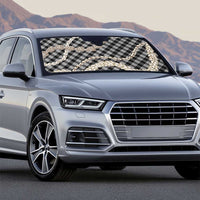 Black Aloha Hawaii Shell Lei Auto Sun Shade Palaka Hebrew Cone Honey Cowrie Elegant Curves - Polynesian Pride