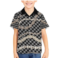 Black Aloha Hawaii Shell Lei Family Matching Mermaid Dress and Hawaiian Shirt Palaka Hebrew Cone Honey Cowrie Elegant Curves LT14 Son's Shirt Black - Polynesian Pride