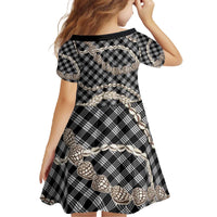 Black Aloha Hawaii Shell Lei Family Matching Off The Shoulder Long Sleeve Dress and Hawaiian Shirt Palaka Hebrew Cone Honey Cowrie Elegant Curves LT14 - Polynesian Pride