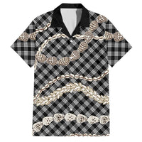 Black Aloha Hawaii Shell Lei Family Matching Off The Shoulder Long Sleeve Dress and Hawaiian Shirt Palaka Hebrew Cone Honey Cowrie Elegant Curves LT14 Dad's Shirt - Short Sleeve Black - Polynesian Pride